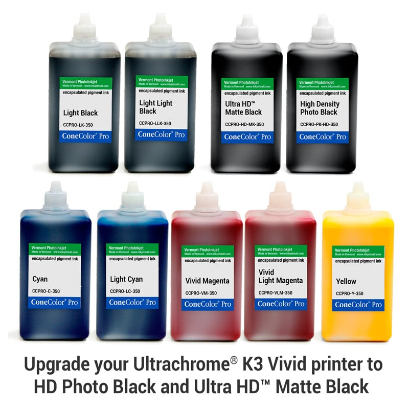 ConeColor Pro K3 Vivid, Set of 9 Inks, (HD Enhanced), 350ml InkjetMall